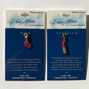 Pure Allure Crystal Collection Kiss & Lipstick Jewelry Charms NWT
